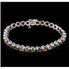Image 1 : 10.58ctw Multi Color Sapphire Bracelet - 14KT White Gold