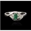 Image 1 : 14KT White Gold 0.25ct Emerald and Diamond Ring