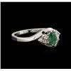 Image 2 : 14KT White Gold 0.25ct Emerald and Diamond Ring