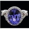 Image 1 : 14KT White Gold 5.12ct Tanzanite and Diamond Ring
