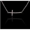 Image 2 : 14KT White Gold 0.13ctw Diamond Pendant With Chain