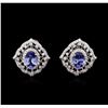 Image 1 : 14KT White Gold 2.46ctw Tanzanite and Diamond Earrings