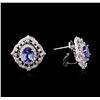 Image 2 : 14KT White Gold 2.46ctw Tanzanite and Diamond Earrings