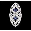 Image 1 : 14KT White Gold 1.98ctw Sapphire and Diamond Ring
