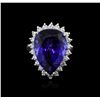 Image 1 : 14KT White Gold GIA Certified 16.98ct Tanzanite and Diamond Ring
