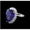 Image 2 : 14KT White Gold GIA Certified 16.98ct Tanzanite and Diamond Ring