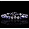 Image 1 : 14KT White Gold 9.20ctw Tanzanite and Diamond Bracelet