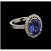 Image 2 : 3.73ct Tanzanite and Diamond Ring - 14KT White Gold