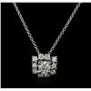 Image 1 : 14KT White Gold 0.64ctw Diamond Pendant With Chain