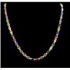 Image 1 : 50.10ctw Multi Color Sapphire and Diamond Necklace - 14KT White Gold