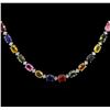 Image 2 : 50.10ctw Multi Color Sapphire and Diamond Necklace - 14KT White Gold