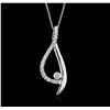 Image 2 : 14KT White Gold 0.54ctw Diamond Pendant With Chain