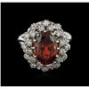 Image 1 : 14KT White Gold 4.97ct Garnet and Diamond Ring