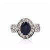 Image 1 : 14KT White Gold 2.70ct Sapphire and Diamond Ring