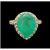 Image 1 : 5.00ct Emerald and Diamond Ring - 14KT Yellow Gold