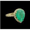 Image 2 : 5.00ct Emerald and Diamond Ring - 14KT Yellow Gold