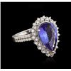 Image 2 : 14KT White Gold GIA Certified 5.07ct Tanzanite and Diamond Ring
