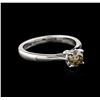 Image 2 : 14KT White Gold 0.71ct Round Cut Fancy Brown Diamond Solitaire Ring