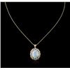 Image 2 : 14KT Yellow Gold 5.88ct Opal and Diamond Pendant With Chain