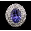 Image 1 : 14KT White Gold 5.02ct Tanzanite and Diamond Ring