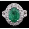 Image 1 : 14KT White Gold 3.84ct Emerald and Diamond Ring