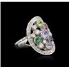 Image 2 : 14KT White Gold 1.69ctw Multi Gemstone and Diamond Ring