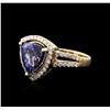 Image 2 : 14KT Yellow Gold 5.03ct Tanzanite and Diamond Ring
