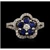 Image 1 : 14KT White Gold 0.95ctw Sapphire and Diamond Ring