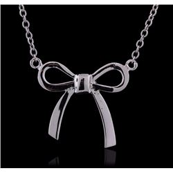 14KT White Gold Bow Necklace