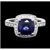 Image 1 : 14KT White Gold 3.13ct Sapphire and Diamond Ring
