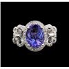 Image 1 : 3.51ct Tanzanite and Diamond Ring - 14KT White Gold