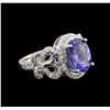 Image 2 : 3.51ct Tanzanite and Diamond Ring - 14KT White Gold
