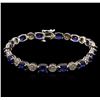 Image 1 : 12.82ctw Sapphire and Diamond Bracelet - 14KT White Gold