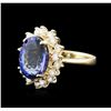 Image 2 : 14KT Yellow Gold 5.44ct Tanzanite and Diamond Ring