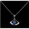 Image 2 : Evil Eye Pendant With Chain - 14KT White Gold