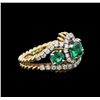 Image 2 : 1.87ctw Emerald and Diamond Ring - 18KT Yellow Gold