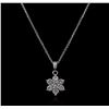 Image 2 : 14KT White Gold 0.35ctw Diamond Pendant With Chain