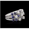 Image 2 : 14KT White Gold 3.08ctw Sapphire and Diamond Ring