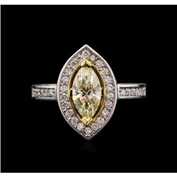 1.30ctw Fancy Yellow Diamond Ring - 14KT Two-Tone Gold