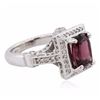Image 2 : 14KT White Gold 3.09ct Rhodolite Garnet and Diamond Ring