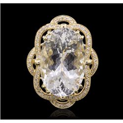 14KT Yellow Gold 22.07ct Aquamarine and Diamond Ring