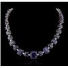 Image 1 : 14KT White Gold 85.76ctw Sapphire Necklace