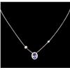Image 2 : 1.25ct Tanzanite and Diamond Necklace - 14KT White Gold