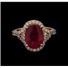 Image 1 : 4.41ct Ruby and Diamond Ring - 14KT Rose Gold