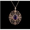 Image 2 : 4.94ct Amethyst and Diamond Pendant With Chain - 14KT Rose Gold