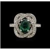 Image 1 : 1.30ct Emerald and Diamond Ring - 14KT White Gold
