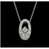 Image 1 : 14KT White Gold 0.75ctw Diamond Pendant With Chain