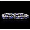 Image 2 : 14KT White Gold 22.40ctw Tanzanite and Diamond Bracelet