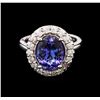 Image 1 : 3.47ct Tanzanite and Diamond Ring - 14KT White Gold