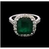 Image 1 : 4.20ct Emerald and Diamond Ring - 14KT White Gold